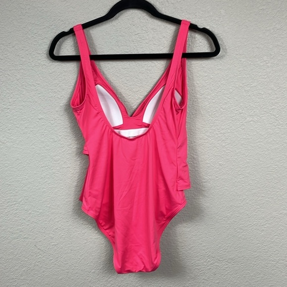 NWT Tommy Bahama Tie Front Wrap One Piece Swimsuit Pink Flattering Sz 8 - Picture 4 of 10